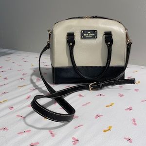 Kate Spade Wellesley Rachelle Satchel Leather Tote Purse Cream and Black 🖤🤍🖤